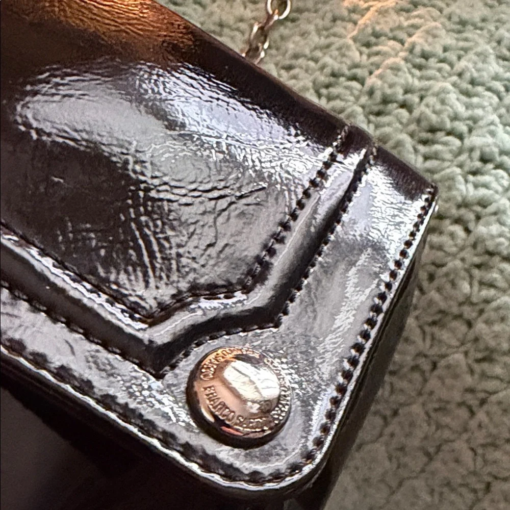 Franco Sarto Shiny  Black Chain Shoulder Bag